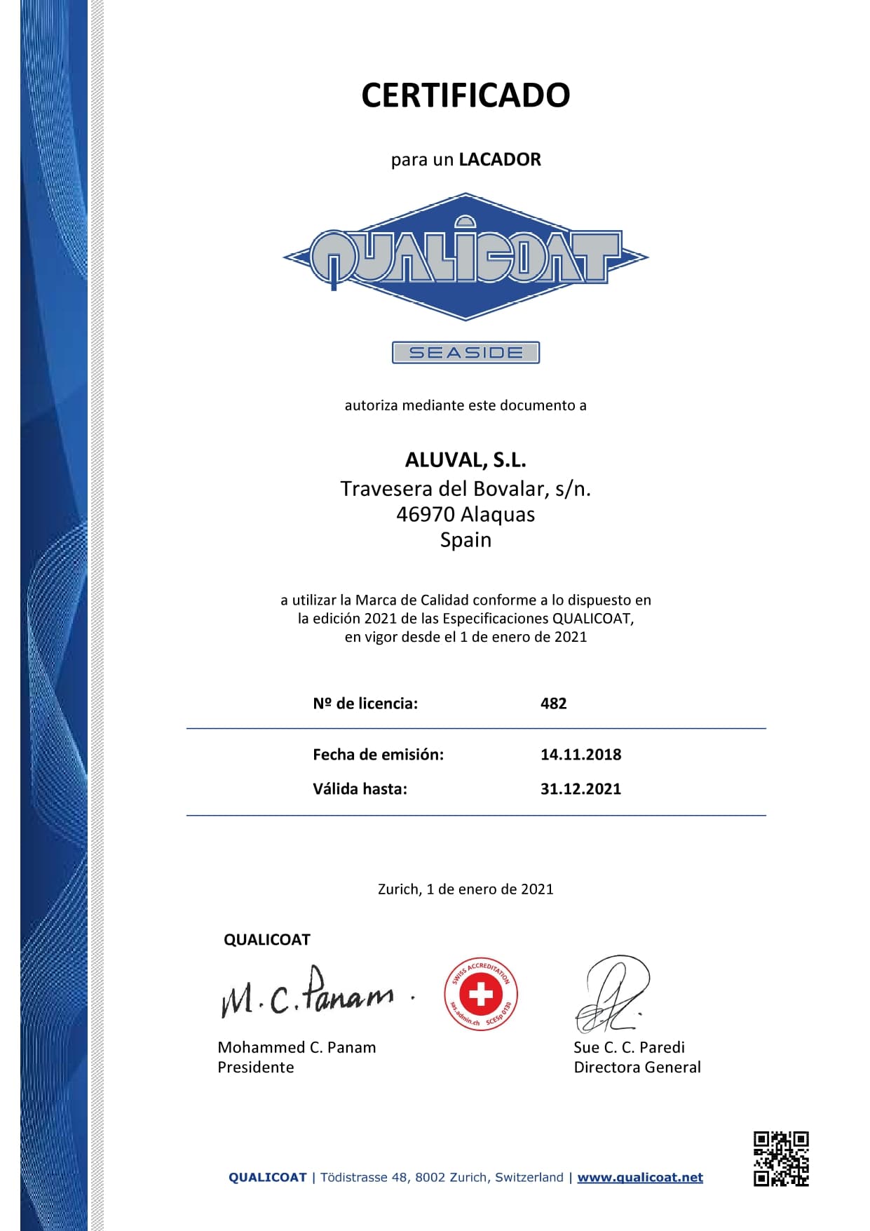 ALUVAL RENUEVA SU LICENCIA QUALICOAT