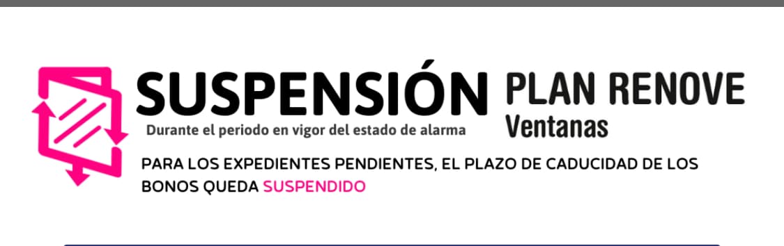 SUSPENSION PLAN RENOVE VENTANAS 2020